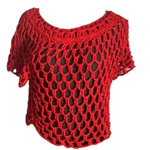 Handmade crochet top short sleeve Size M